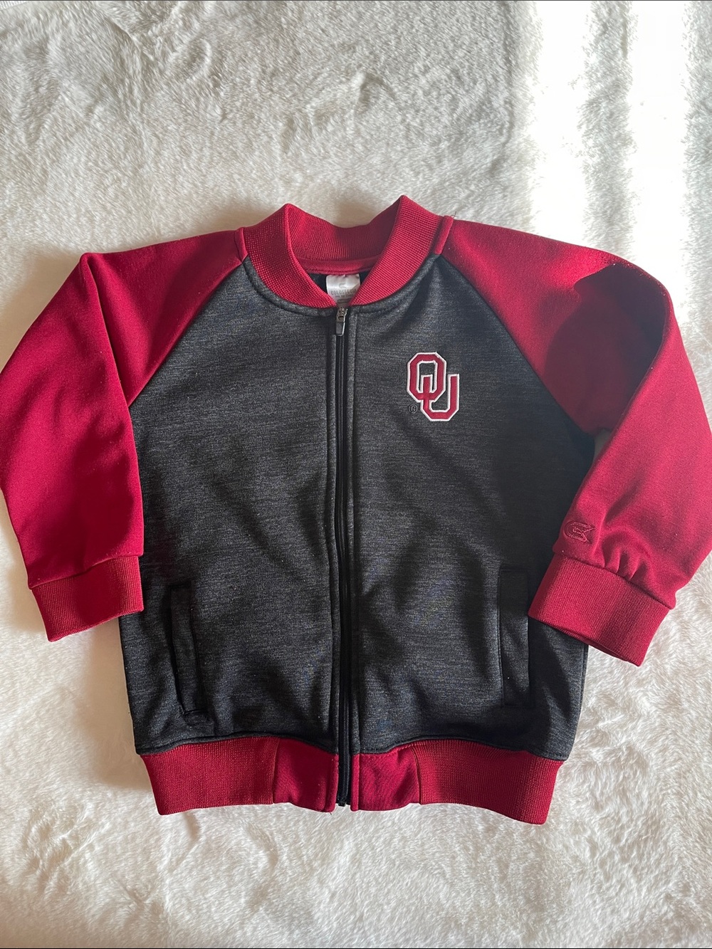 Colosseum OU Youth Red and Black Zip-Up Jacket - Kids Size 5T